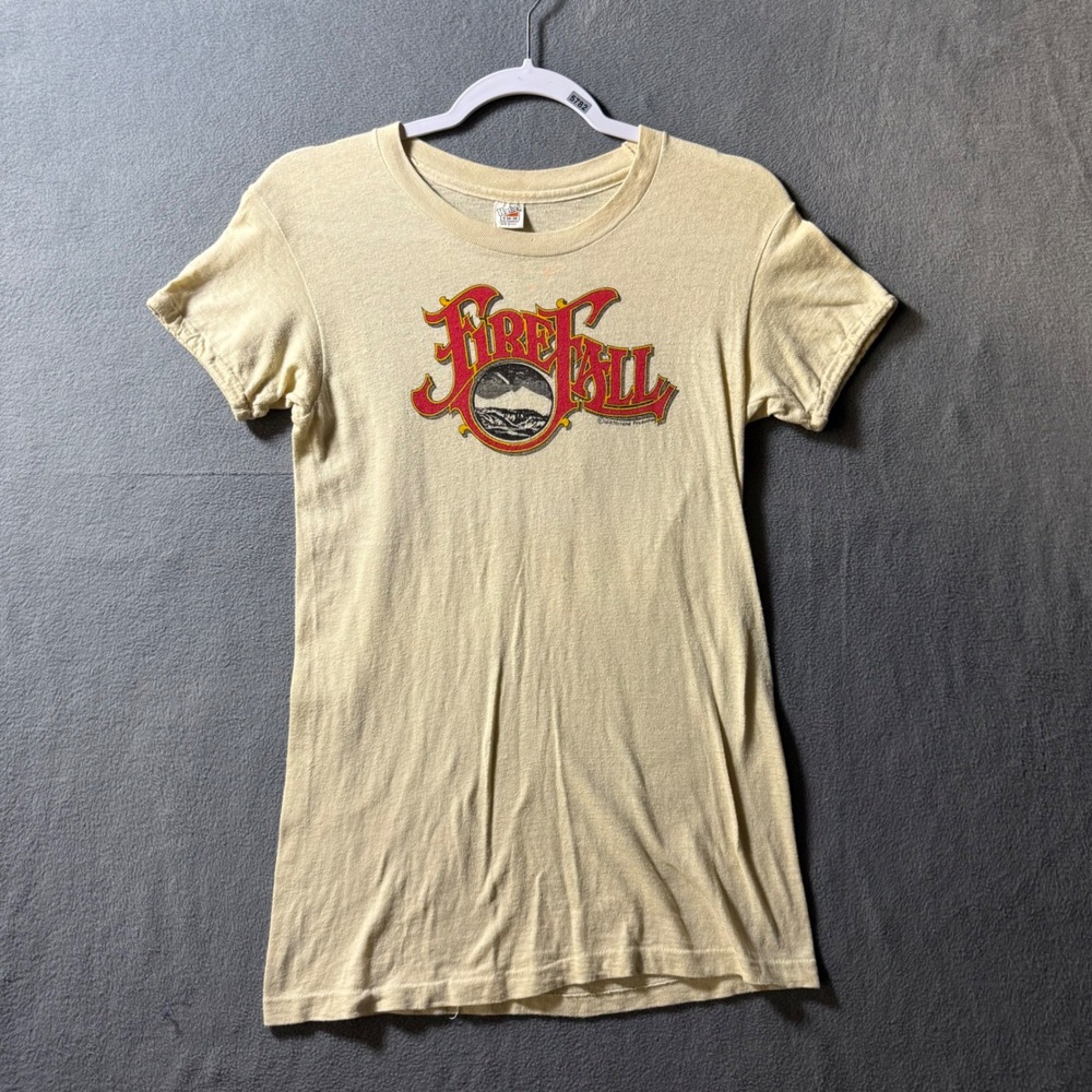Vintage Firefall Band T-Shirt Hanes Winterland USA Cotton Cream Small